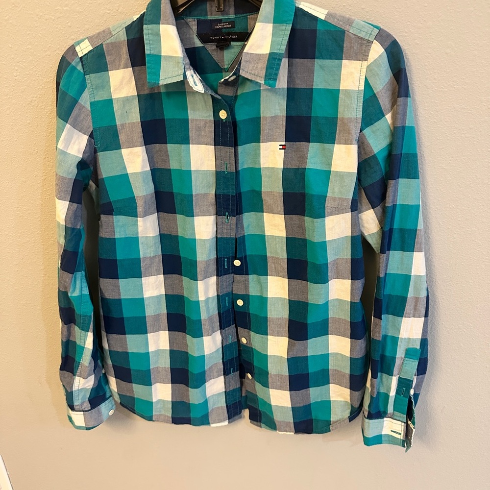 Blue Squared Tommy Hilfiger Button Up Shirt